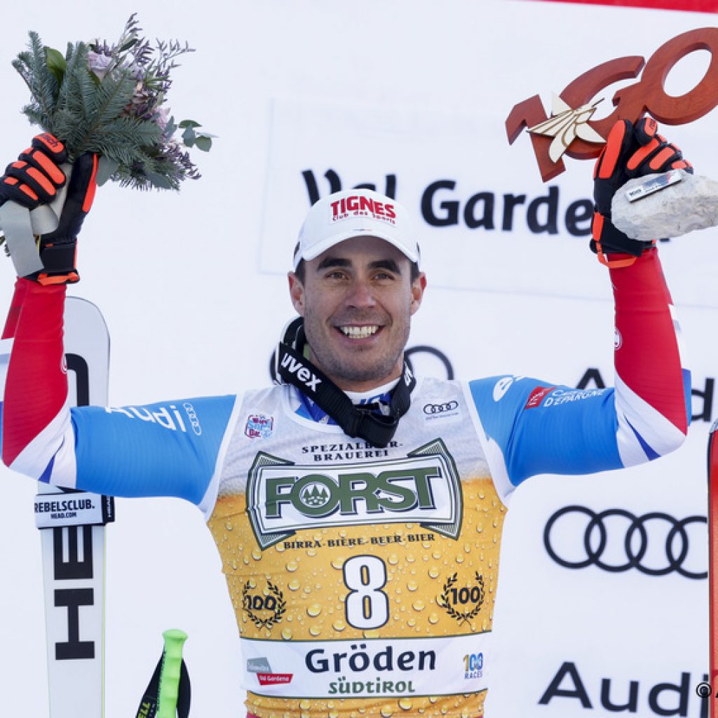 VAL GARDENA, ITALY - DECEMBER 17: Johan Clarey of Team France takes 2nd place during the Audi FIS Alpine Ski World Cup Men's Downhill on December 17, 2022 in Val Gardena, Italy. (Photo by Alexis Boichard/Agence Zoom)